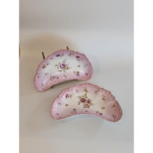 Antique Porcelain Crescent / Bone Plates From The Estate Of Gloria Swanson